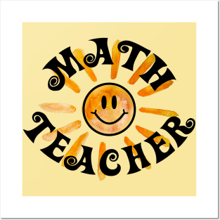 Math Teacher Groovy Happy Sunshine Gift Posters and Art